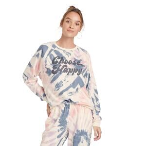 Grayson Threads Womens Choose‎ Happy Long Sleeve Sweatshirt Multicolor SZ S